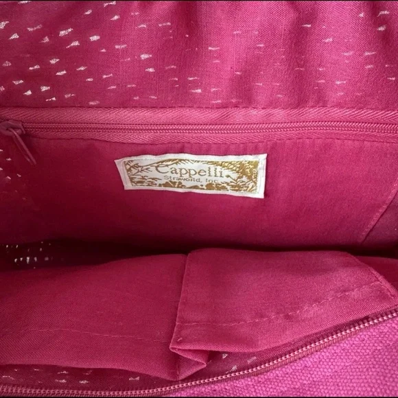 Cappelli Straworld Fuchsia Tote with Beaded Handle - Picture 4 of 12